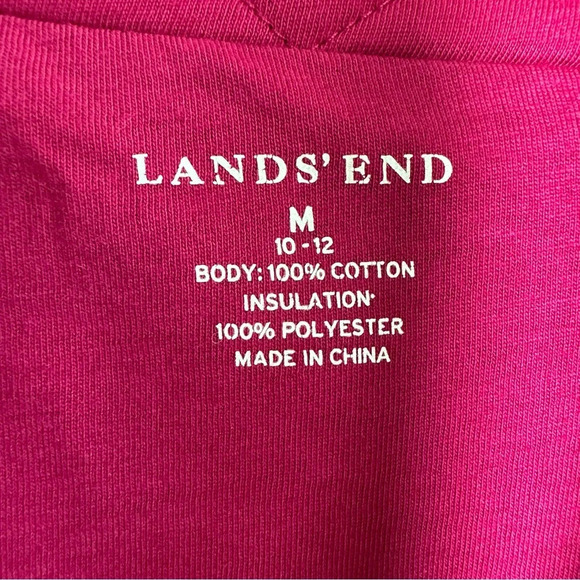 Lands’ End Quilted Jacket Size Medium Pink Cotton Button Front Comfortable - Picture 3 of 9